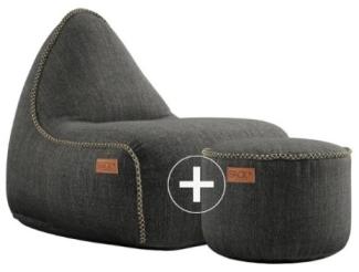 RETROit Cobana Outdoor Sitzsack Loungsessel mit Hocker – Sparset grau