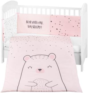 Kikkaboo Kinderbettwäsche Bär 3-tlg. Decke 135 x 95 cm Nestchen Bett 140 x 70 cm rosa
