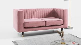 Sofa - Moderne Polstersofa - Skandinavische Deko - ELMO - 2 Sitzer - Rosa Mikrofaser