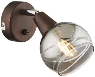 LED Wandleuchte, bronze, Glasspot beweglich, 9,7 cm