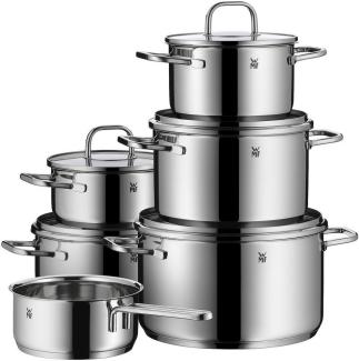 WMF Topf-Set Inspiration, Cromargan® Edelstahl Rostfrei 18/10 (Set, 11-tlg, 1 Bratentopf Ø 16/20cm, 1 Fleischtopf Ø 16/20/24cm, 1 Stieltopf Ø 16cm), Induktion