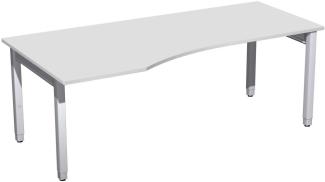 PC-Schreibtisch '4 Fuß Pro Quadrat' links höhenverstellbar, 200x100x68-86cm, Lichtgrau / Silber