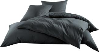 Mako-Satin Baumwollsatin Bettwäsche Uni einfarbig zum Kombinieren (Bettbezug 155 cm x 220 cm, Anthrazit)