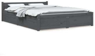 vidaXL Bett mit Schubladen Grau 150x200 cm 5FT King Size [3103566]