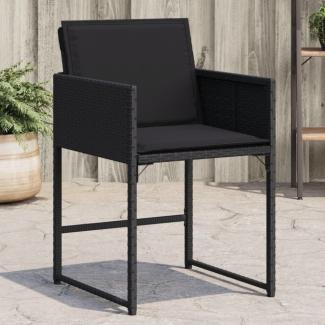 vidaXL Gartenstühle mit Kissen 4 Stk. Schwarz Poly Rattan