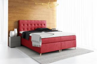 Boxspringbett Schlafzimmerbett GABIN 120x200cm Stoff Jasmine Rot