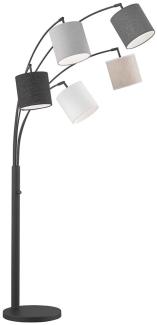LED Stehlampe mehrflammig Schwarz 5 Lampenschirme Leinen - 180cm groß
