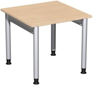 Schreibtisch '4 Fuß Pro' höhenverstellbar, 80x80cm, Buche / Silber