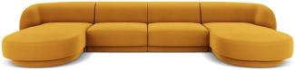 Micadoni 5-Sitzer Samtstoff Panorama Sofa Miley | Bezug Yellow | Beinfarbe Black Plastic