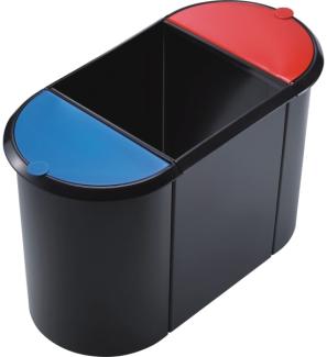 Helit Trio-System-Papierkorb 38l schwarz/rot/blau