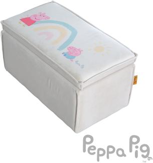 roba Kinderbank im Peppa Pig Design - Sitzhocker mit Stauraum für Jungen & Mädchen ab 18 Monaten - Belastbar bis 60 kg - Polsterhocker rechteckig - Beige/Rosa