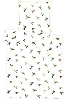 Apelt Mako-Satin Bettwäsche Kolibri weiß | 135x200 cm + 80x80 cm