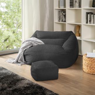 HOME DELUXE Sitzsack mit Hocker COZY – Anthrazit