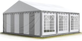 Party-Zelt Festzelt 4x6 m feuersicher Garten-Pavillon -Zelt PVC Plane 750 N in grau-weiß Wasserdicht