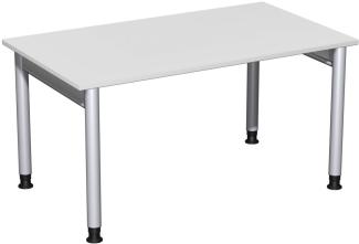 Schreibtisch '4 Fuß Pro' höhenverstellbar, 140x80cm, Lichtgrau / Silber