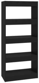 Bücherregal/Raumteiler Schwarz 60x30x135 cm Holzwerkstoff