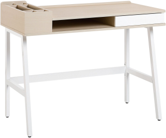 Schreibtisch weiß / heller Holzfarbton 100 x 55 cm PARAMARIBO