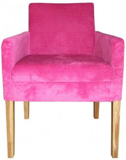 Casa Padrino Luxus Esszimmer Stuhl Pink / Holz Farbig mit Armlehnen