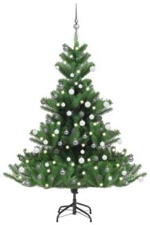 vidaXL Künstlicher Weihnachtsbaum Nordmann LED & Kugeln Grün 150 cm, Mit Beleuchtung [3077731]