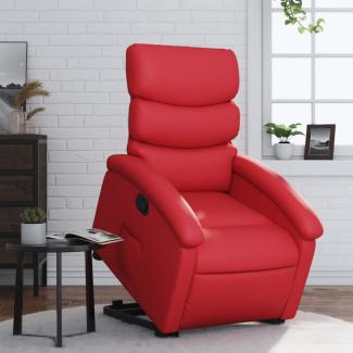 Relaxsessel mit Aufstehhilfe Rot Kunstleder (Farbe: Rot)