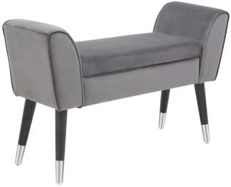 Elegante Sitzbank CAROLIN 90cm grau silber Samt Bank