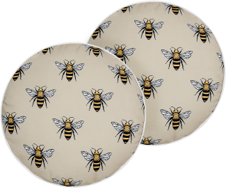 Gartenkissen Bienenmuster beige ⌀ 40 cm 2er Set CANNETO