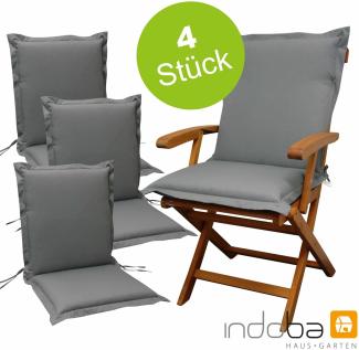 4 x indoba - Sitzauflage Niederlehner Serie Premium - extra dick - Grau