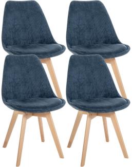 4er Set Stuhl Linares Cord (Farbe: dunkelblau)