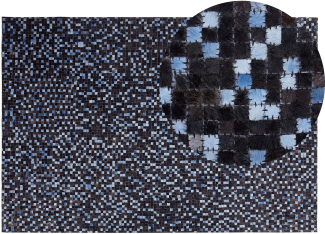 Teppich Kuhfell braun / blau 140 x 200 cm Patchwork Kurzflor IKISU