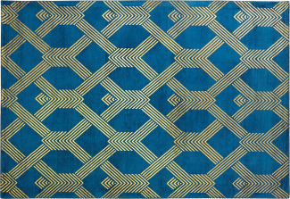 Teppich marineblau gold 160 x 230 cm geometrisches Muster VEKSE