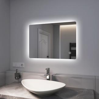 EMKE Badspiegel LED 70x50cm, Warmweiß/Kaltweiß/Natürliches Beleuchtung, Touch-schalter, Beschlagfrei