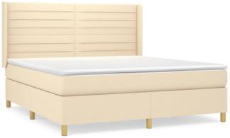 vidaXL Boxspringbett mit Matratze Creme 180x200 cm Stoff