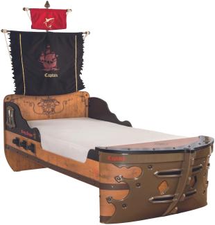 Cilek Pirate Bay Piratenbett Kinderbett in Schiffsform mit Segel ohne Matratze