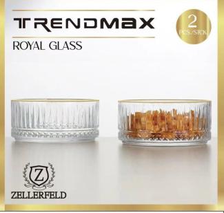 Zellerfeld 2er Schalen-Set Snackschale Servierschale mit Goldumrandung transparent Cerezlik