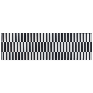 Teppich schwarz weiß 60 x 200 cm Streifenmuster Kurzflor PACODE