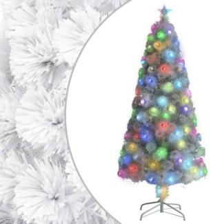 vidaXL Künstlicher Weihnachtsbaum mit LED Weiß 150 cm Glasfaser