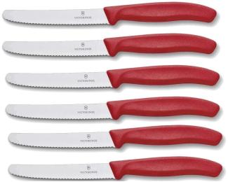 6 Stück Victorinox Tafelmesser Swiss Classic Rot