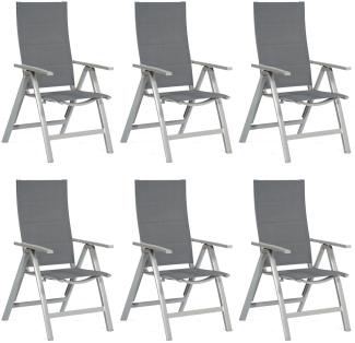 SunnySmart 6er-Set Garten-Klappsessel Concept Aluminium mit Polstertextilgewebe silber Gartenstuhl