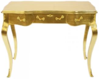Casa Padrino Luxus Barock Schreibtisch / Konsole Gold ink. Glasplatte 97 x 78 x 48 cm - Sekretär Luxus Möbel