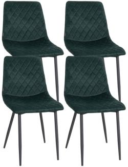 4er Set Stühle Telde Samt (Farbe: dunkelgrün)