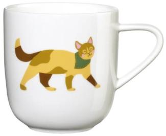 ASA Selection kids Henkelbecher Kater Kasimir, Henkel Becher, Tasse, Teetasse, Fine Bone China, Weiß Glänzend, 250 ml, 38066314