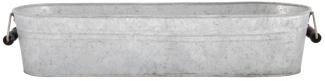 3 Stück Esschert Design Blumentopf, Übertopf in grau aus verzinktem Metall, lang, ca. 59 cm x 17 cm x 12 cm
