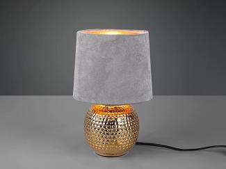 LED Tischleuchte Grau/Gold Keramikfuß Samtschirm - Ø16cm, H.26cm