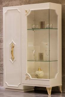 Casa Padrino Luxus Barock Vitrine Weiß / Gold - Handgefertigter Massivholz Vitrinenschrank mit 2 Türen - Barock Möbel - Edel & Prunkvoll