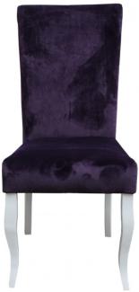 Casa Padrino Esszimmer Stuhl Lila/ Weiß ohne Armlehnen - Barock Möbel