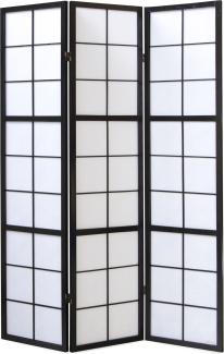 3fach Paravent Raumteiler Shoji, Holz schwarz, 175x132 cm