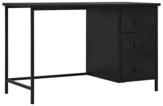 Schreibtisch mit Schubladen, Stahl Schwarz, 120 x 55 x 75 cm