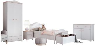 Mirjan24 'Luna I' 5-tlg.Kinderzimmer-Set, weiß, aus Bett 90x200 cm, Kleiderschrank, Kommode, Nachttisch und Truhe