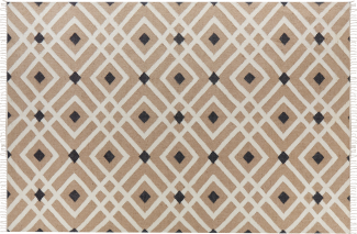 Teppich Jute beige schwarz 200 x 300 cm geometrisches Muster Kurzflor ESENCIK