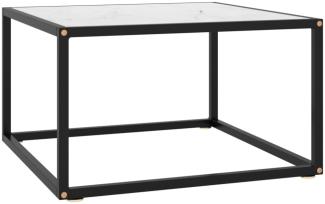 vidaXL Couchtisch Schwarz mit Weißem Glas in Marmor-Optik 60x60x35 cm